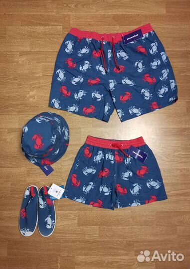 Family look папа сын пляж шорты панама 9-11 л