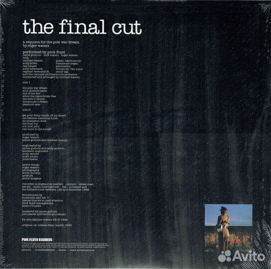 Виниловая пластинка Pink Floyd THE final CUT