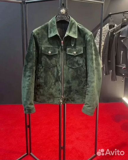 Бомбер Louis Vuitton Green Замша