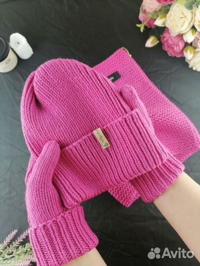 Шапка варежки снуд женский 100% меринос Италия