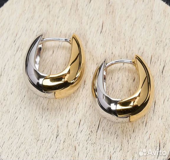 Серьги капли биколорные