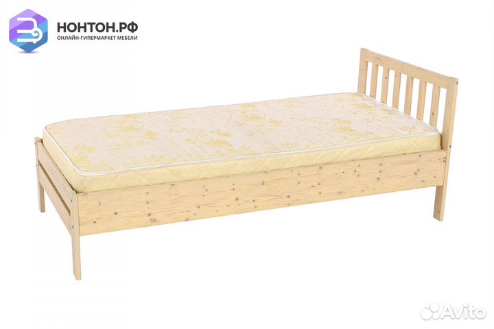 Кровать Массив 0.9 м выбеленная береза
