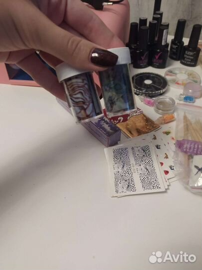 Набор для маникюра Уф лампа гель лаки и декор