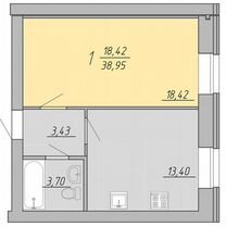 1-к. квартира, 39 м², 1/9 эт.