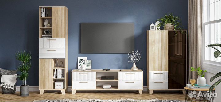 Шкаф-витрина olaf 80 Сонома, Камень белый,рассрочк