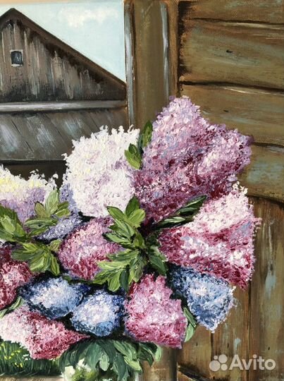 Картина маслом «Весна в деревне»