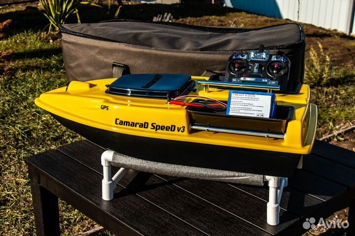 Прикормочный кораблик: усиленный акб 25A и сумки