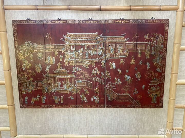 Пано шинуазри винтаж кожа