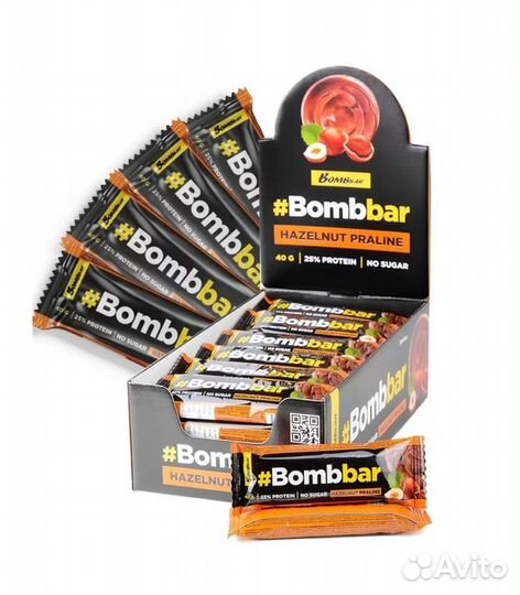 Протеиновый глазированный батончик Bombbar, фундуч