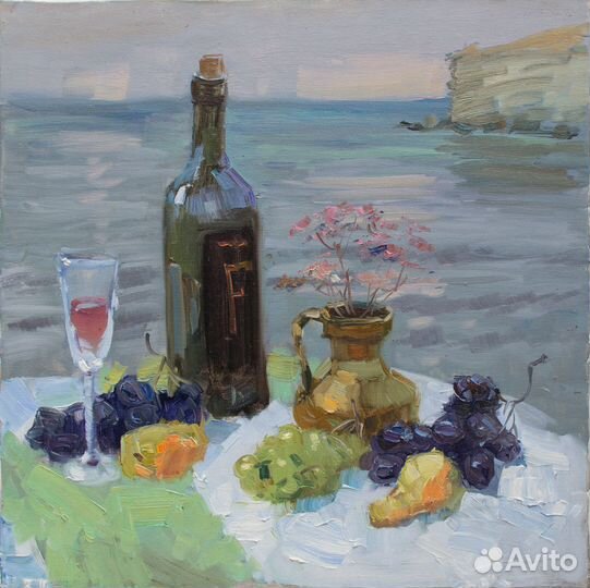 56 Тарханкут. Натюрморт с вином и фруктами