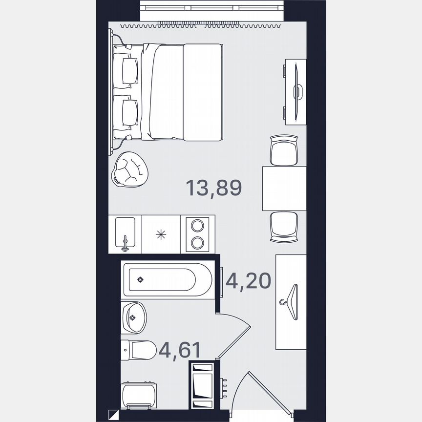 Апартаменты-студия, 22,7 м², 20/24 эт.