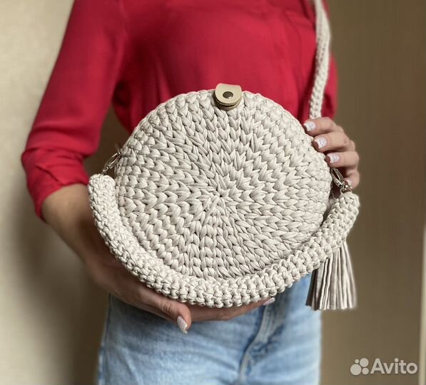 Cумка вязаная мини круглая