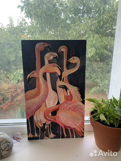 Картина маслом на холсте «фламинго»