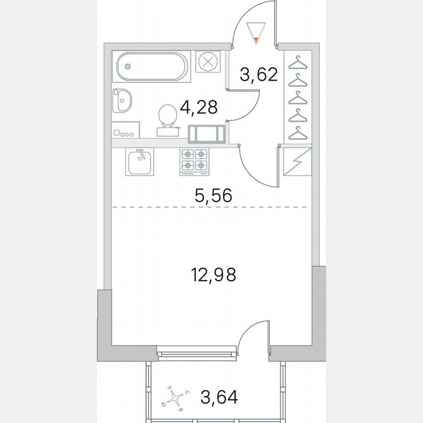 Квартира-студия, 27,5 м², 2/5 эт.
