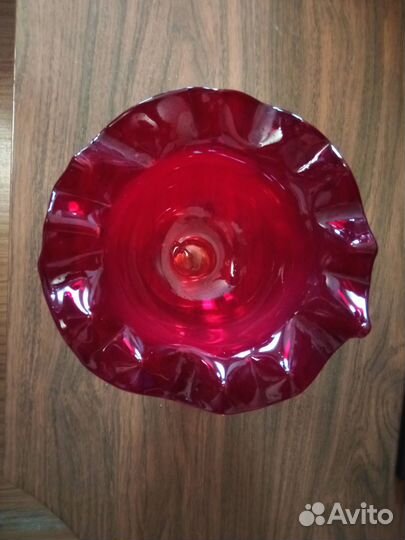 Ваза конфетница СССР цветное стекло винтаж
