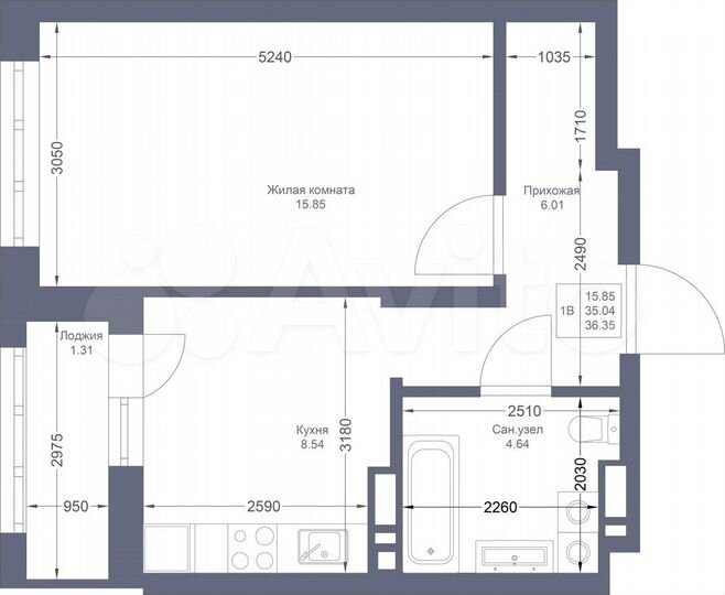 1-к. квартира, 36,4 м², 6/22 эт.