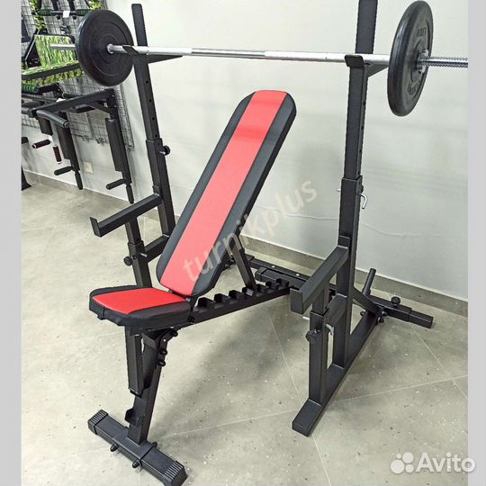 Стойки для штанги со страховкой и брусьями