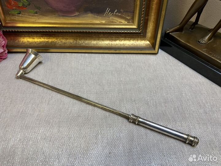 Старинный гаситель для свечей серебрение Германия