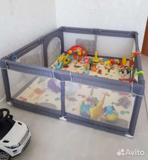 Манеж детский новый серый