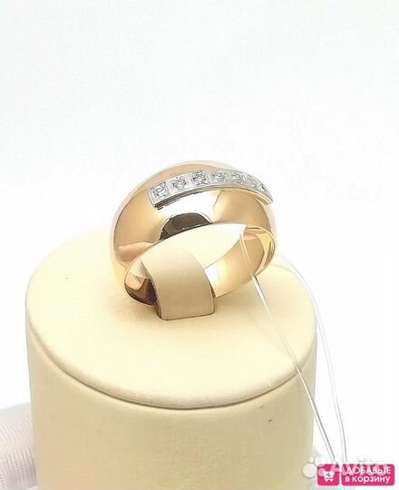 Золотое кольцо крупное из красного золота 585 проб