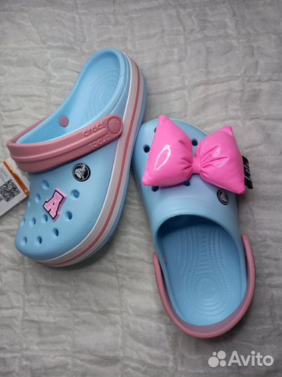 Джиббитс Бант ярко-розовый для Crocs украшение