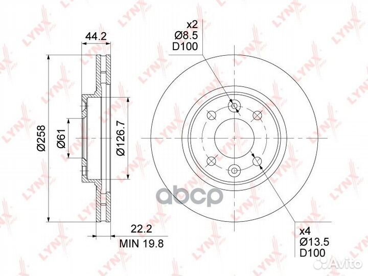 Диск тормозной перед BN1419 lynxauto