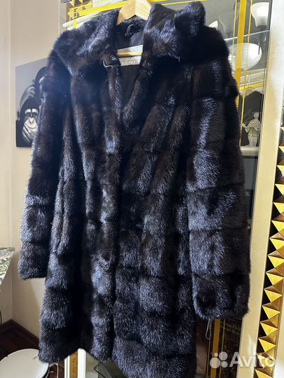 Шуба норковая с капюшоном 42