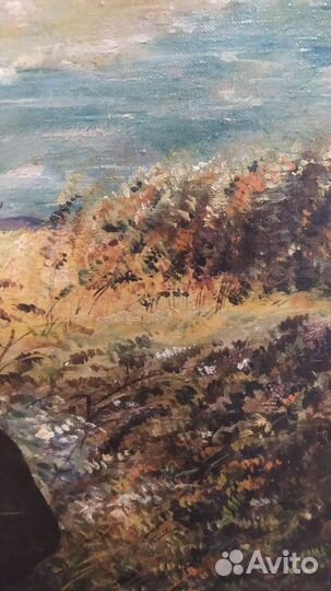 Старая картина Дети бегущие от грозы