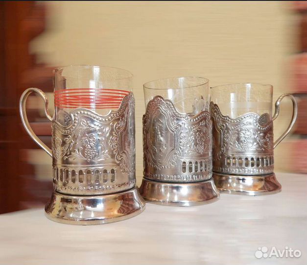 Подстаканник СССР 60-е со стаканами космос тяжелые