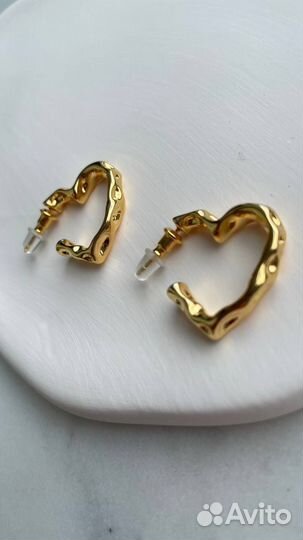 Серьги Сердца с позолотой 18 карат