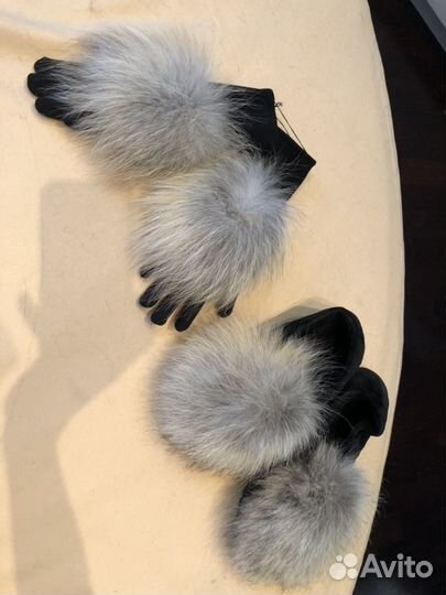 Перчатки/ Варежки с мехом натуральным