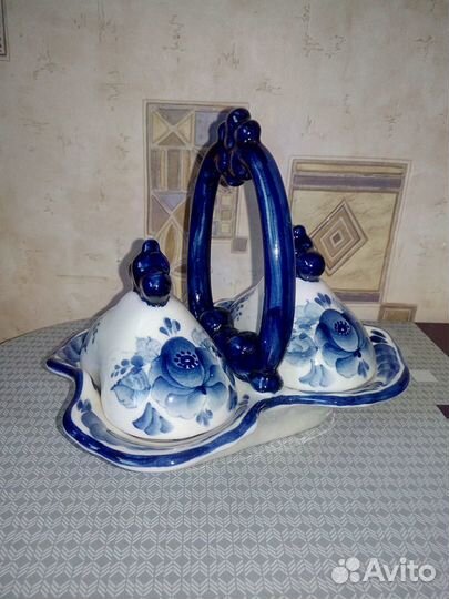 Икорница (соусница) Гжель