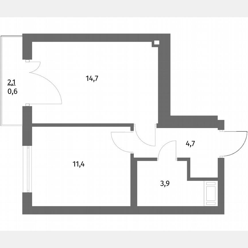 1-к. квартира, 35,3 м², 6/6 эт.