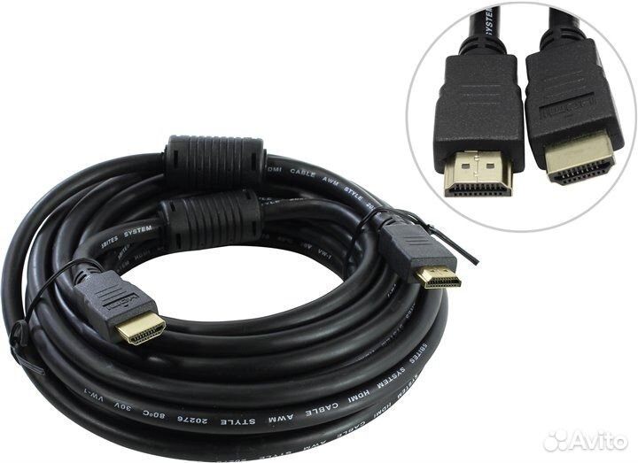 Кабель hdmi 10 метров 5bites APC-014-100 зол.разъе
