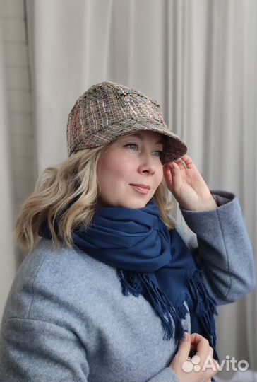 Кепка-шляпка женская утепленная, шанель разноцв