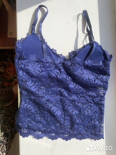 Топ синий кружевной новый