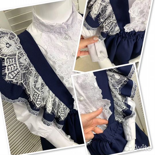 Школьный комплект, сарафан + блузка, 122-146