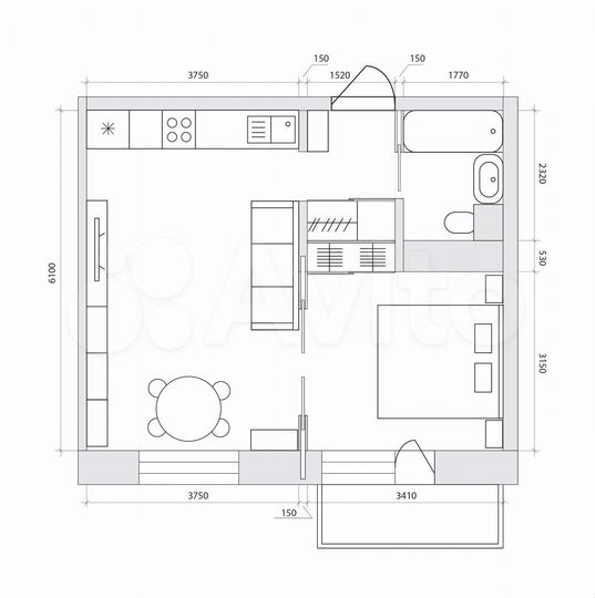 2-к. квартира, 41,8 м², 7/17 эт.