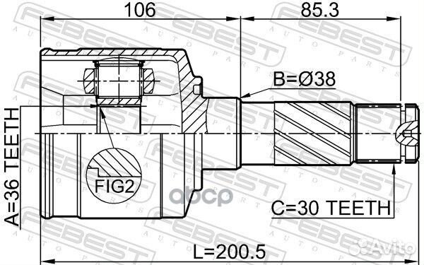 Шрус внутренний правый 36x38x30 mazda BT-50 06