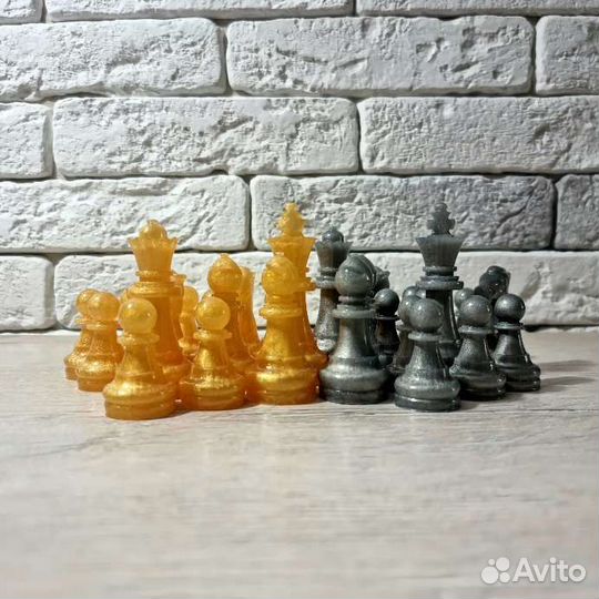 Шахматы ручной работы без доски из смолы