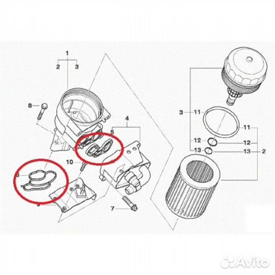 Комплект прокладок масляного фильтра BMW N43, N46