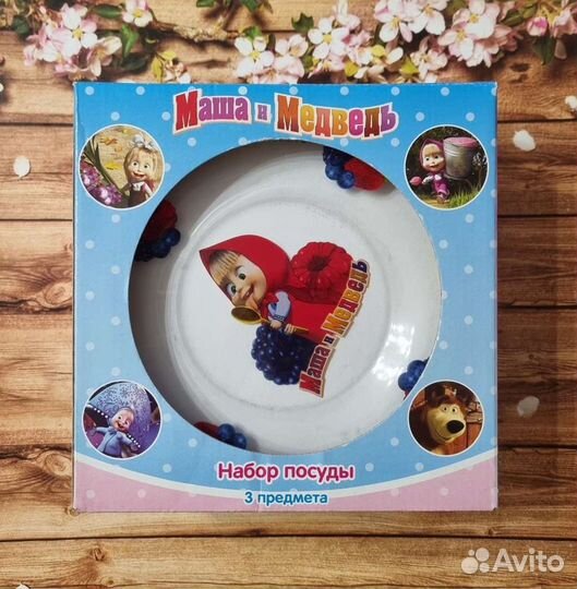 Набор детской посуды, посуда из дерева