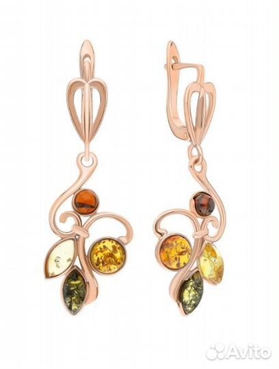 Серебряные серьги с янтарем