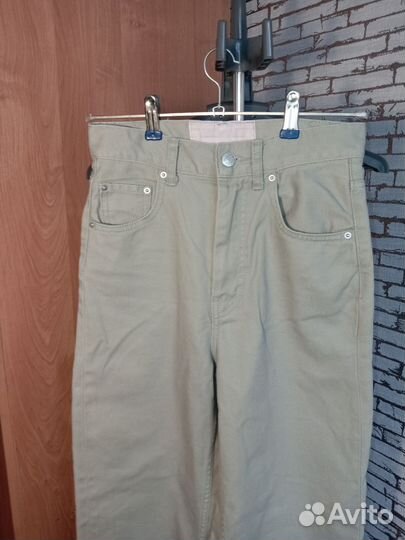 Оливковые джинсы Loose Straight с высокой талией