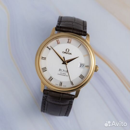 Золотые часы Omega De Ville Prestige 750 пробы