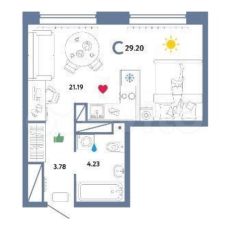 1-к. квартира, 30 м², 13/13 эт.
