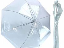 Зонт трость, полуавтоматический, прозрачный