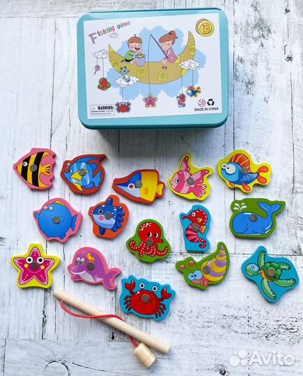 Магнитная рыбалка деревянная детская