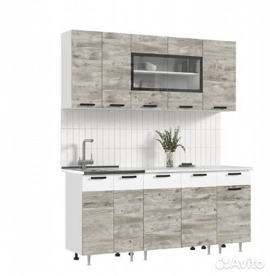 Лдсп Кухня Рио NEW 1,8м (Дуб крафт светлый (юкон)