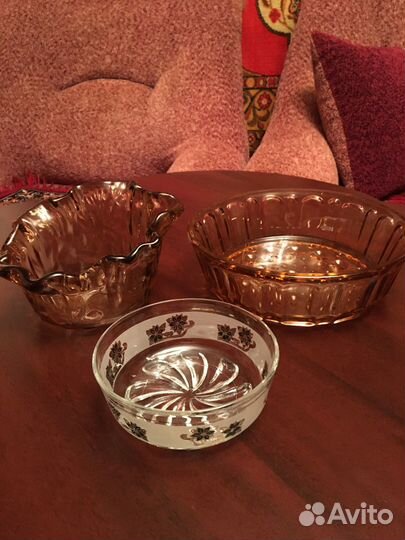 Вазы конфетницы, цветное и простое стекло